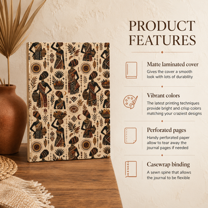 African Tribal Woman Figures Hardcover Journal