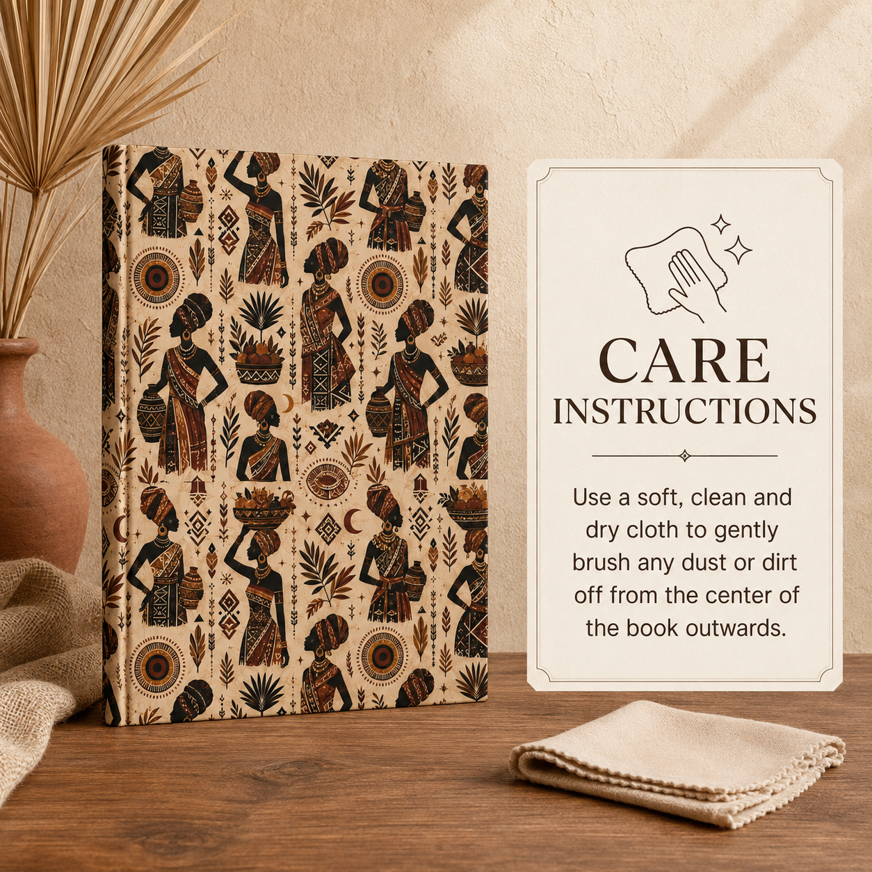 African Tribal Woman Figures Hardcover Journal