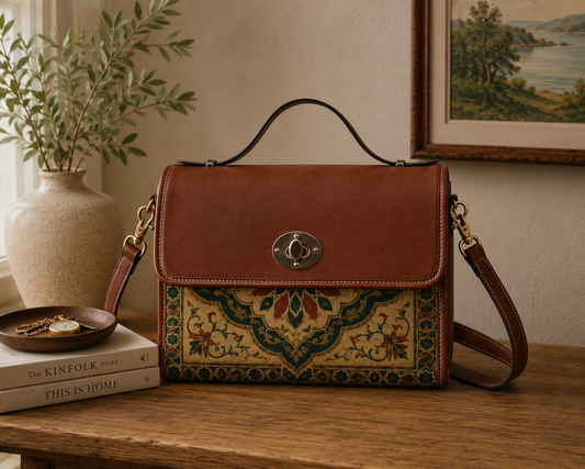 Vintage Moroccan Style Ornate Water Resistant Handbag With Shoulder Straps