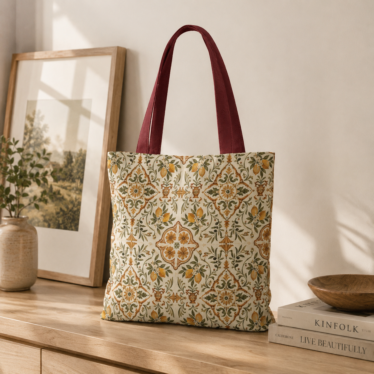 Mediterranean Moroccan Lemon Ornate Tote Bag