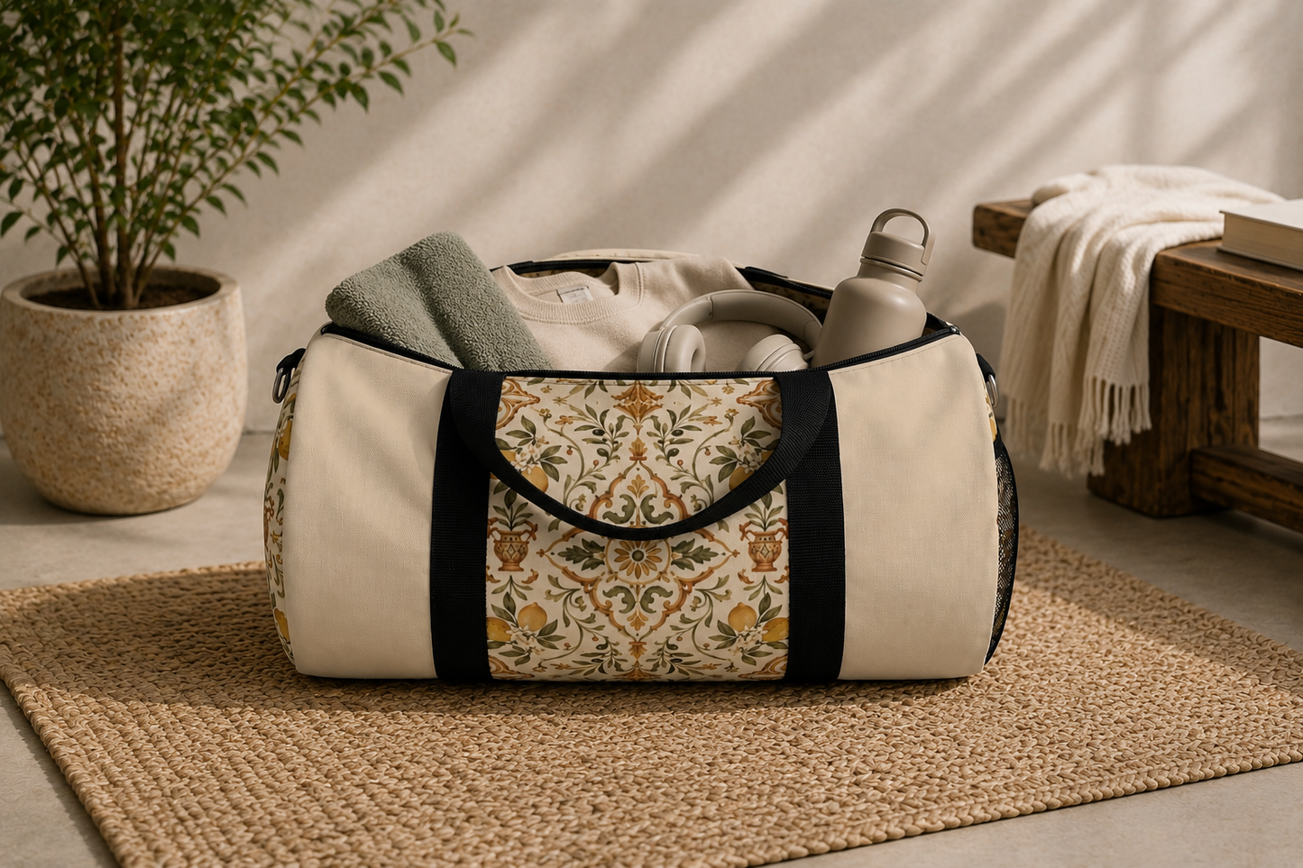 Mediterranean Moroccan Lemon Gym Duffle Bag