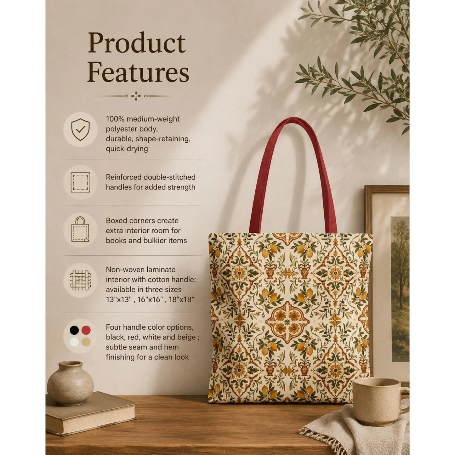 Mediterranean Moroccan Lemon Ornate Tote Bag