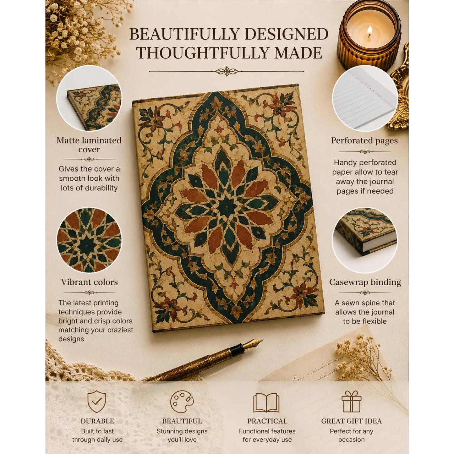 Vintage Moroccan Hardcover Journal