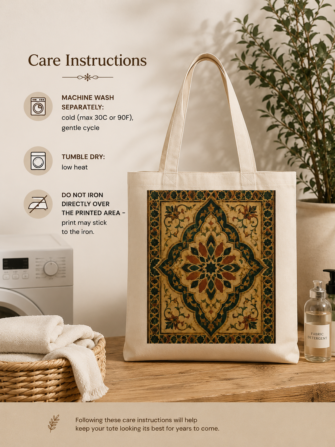 100% Cotton Vintage Moroccan Tote Bag