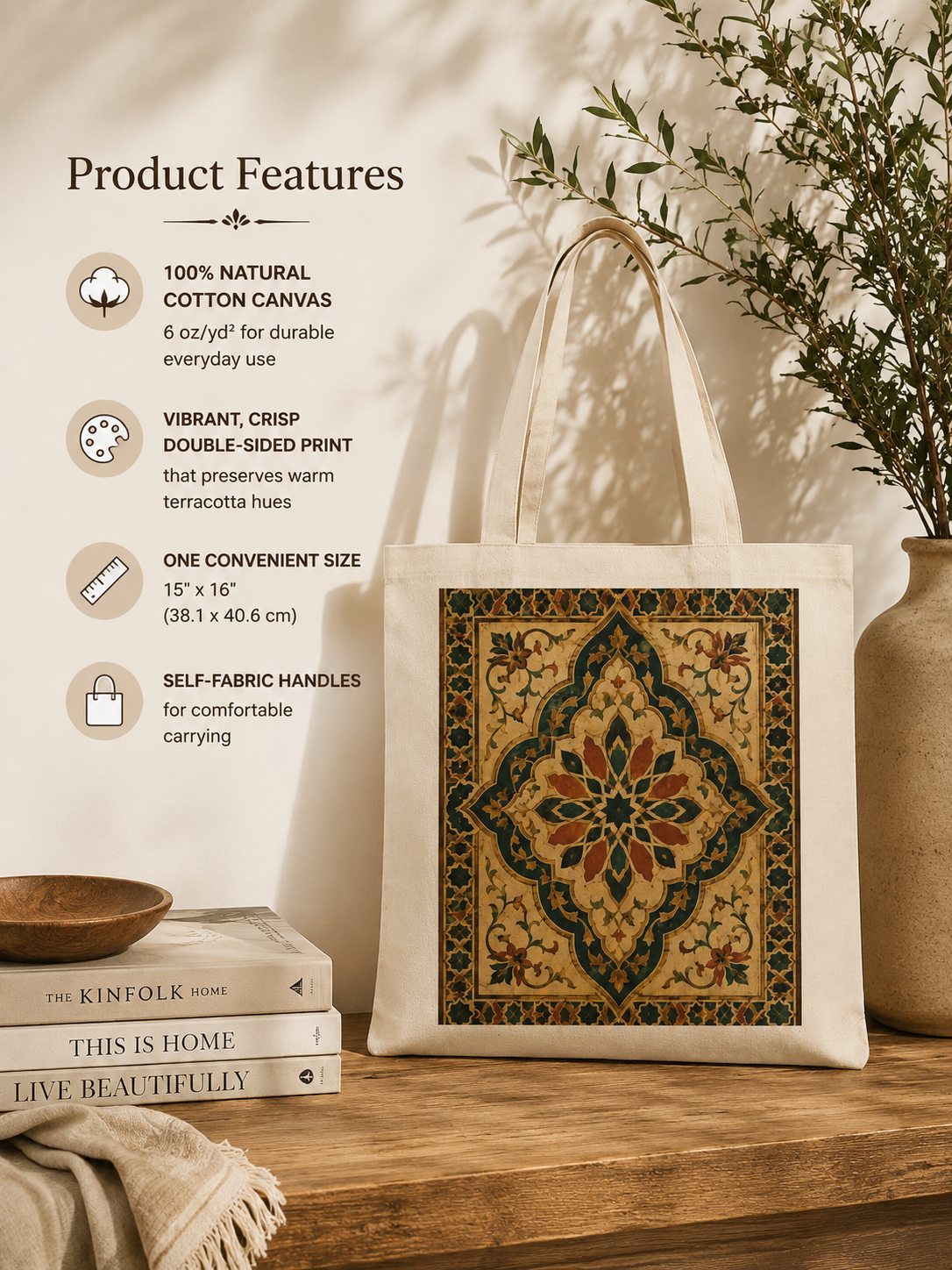 100% Cotton Vintage Moroccan Tote Bag
