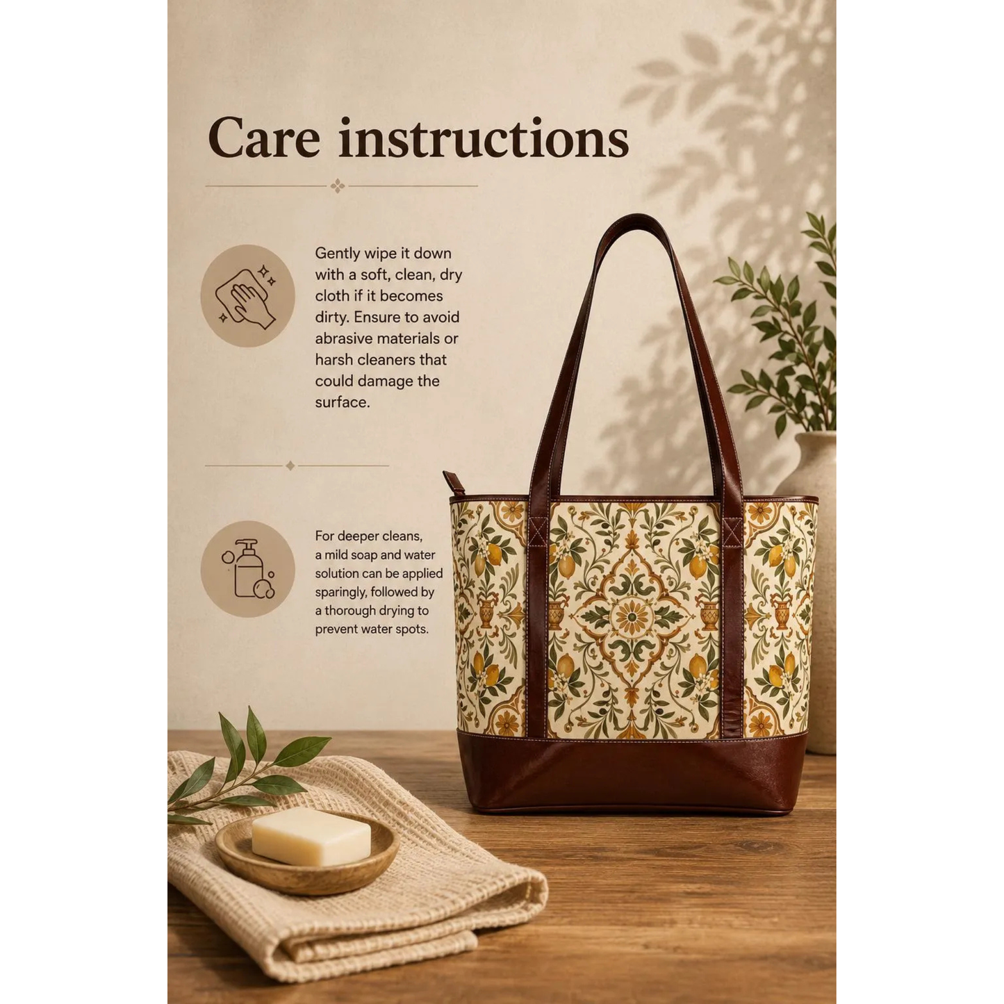 Mediterranean Moroccan Leather Trim Shoulder Tote Bag