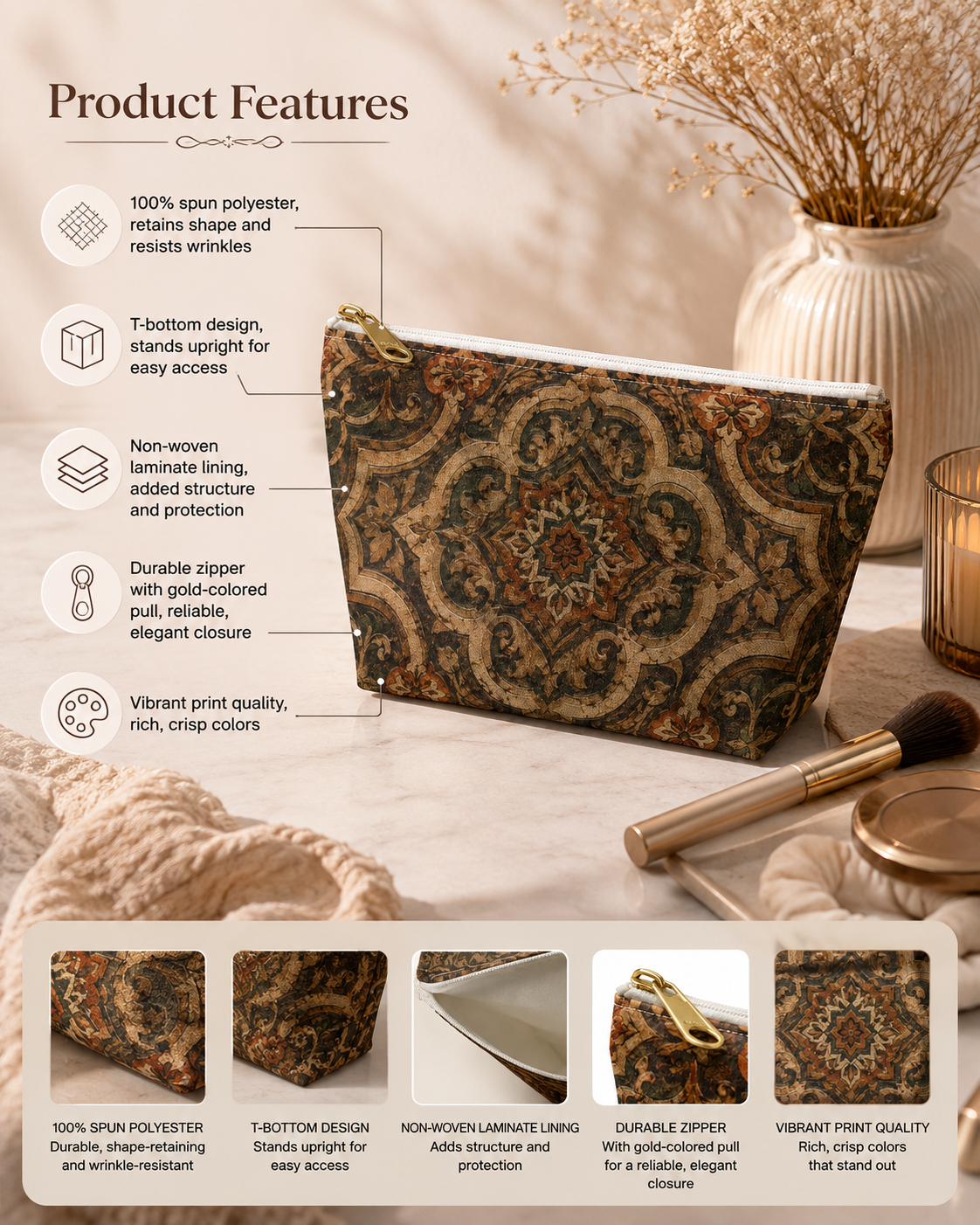 Moroccan Mandala Makeup Bag