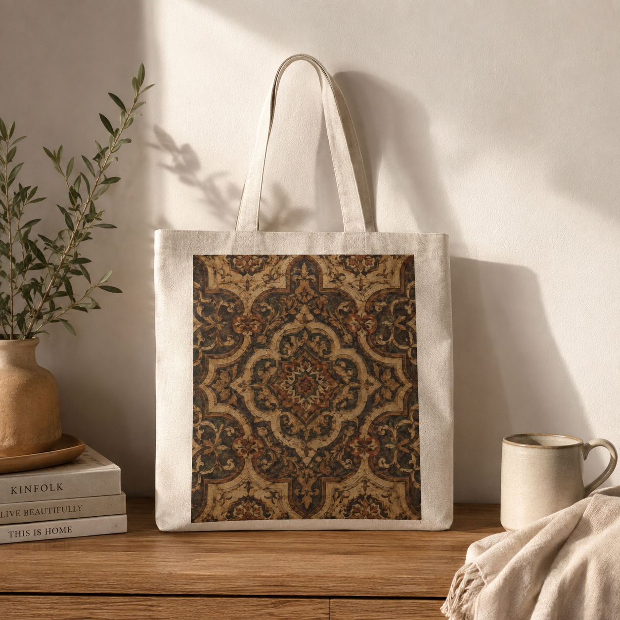 100% Cotton Moroccan Mandala Tote Bag