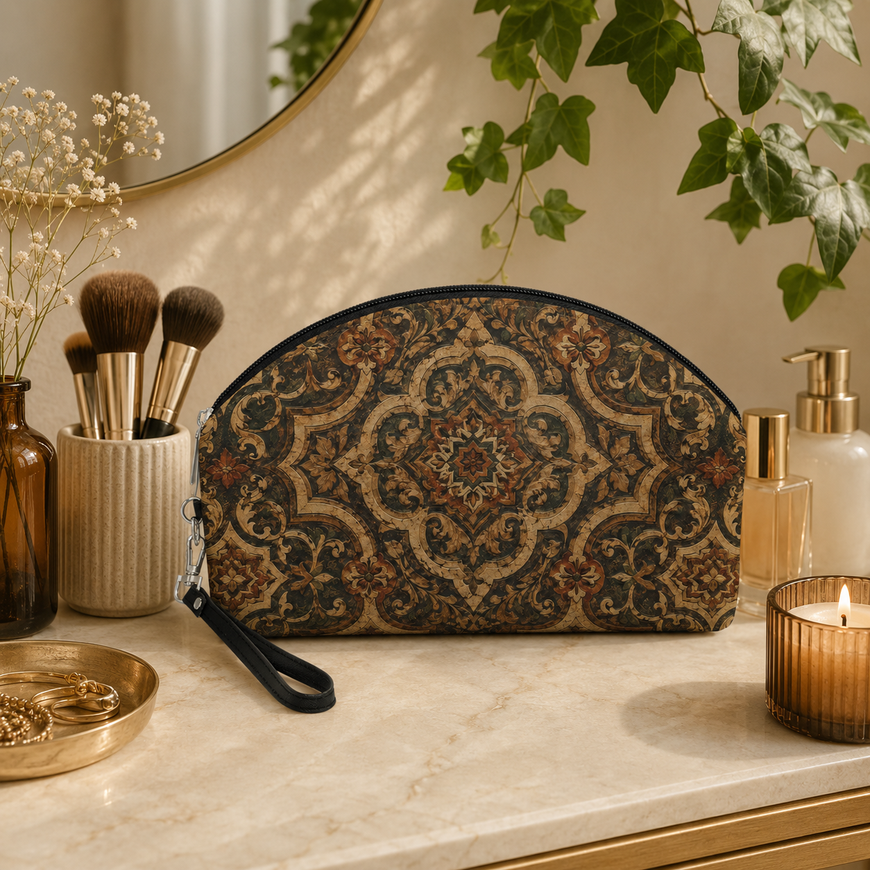 Moroccan Mandala Cosmetic Makeup Pouch
