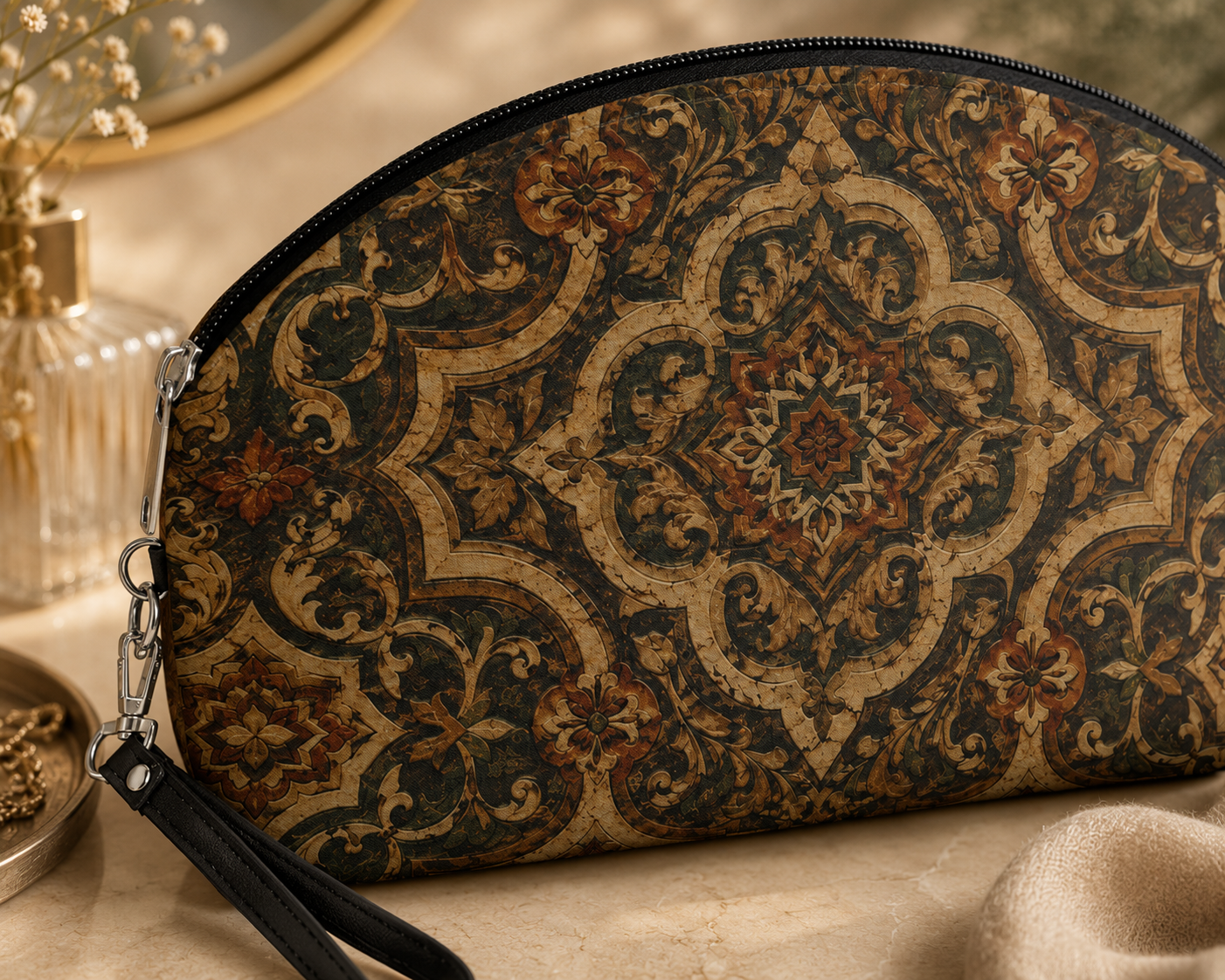 Moroccan Mandala Cosmetic Makeup Pouch