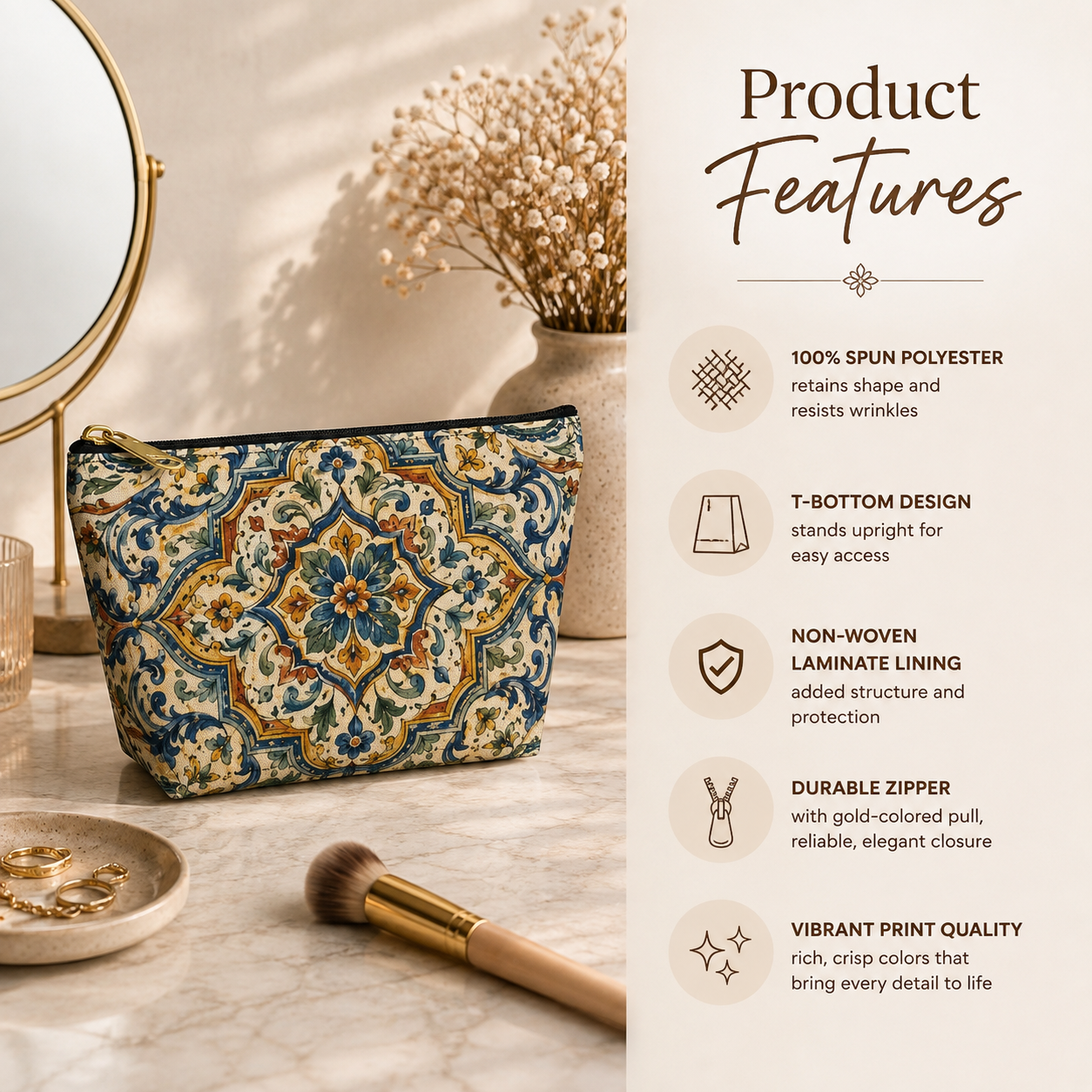 Moroccan Spanish T-Bottom Makeup Bag