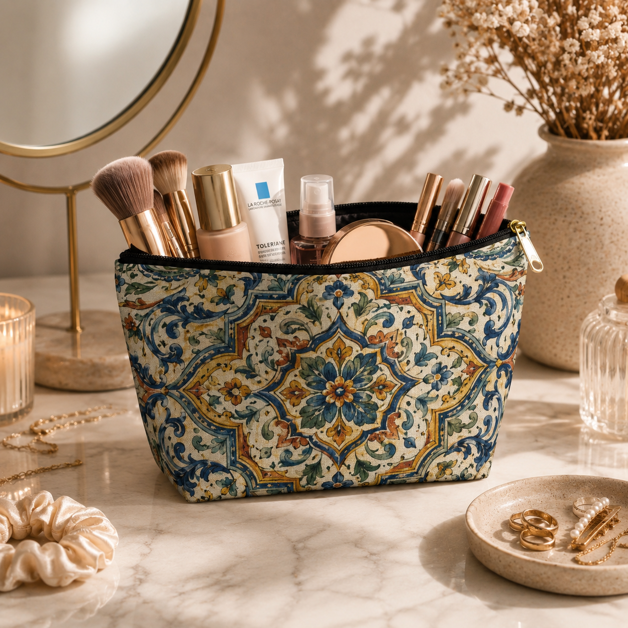 Moroccan Spanish T-Bottom Makeup Bag