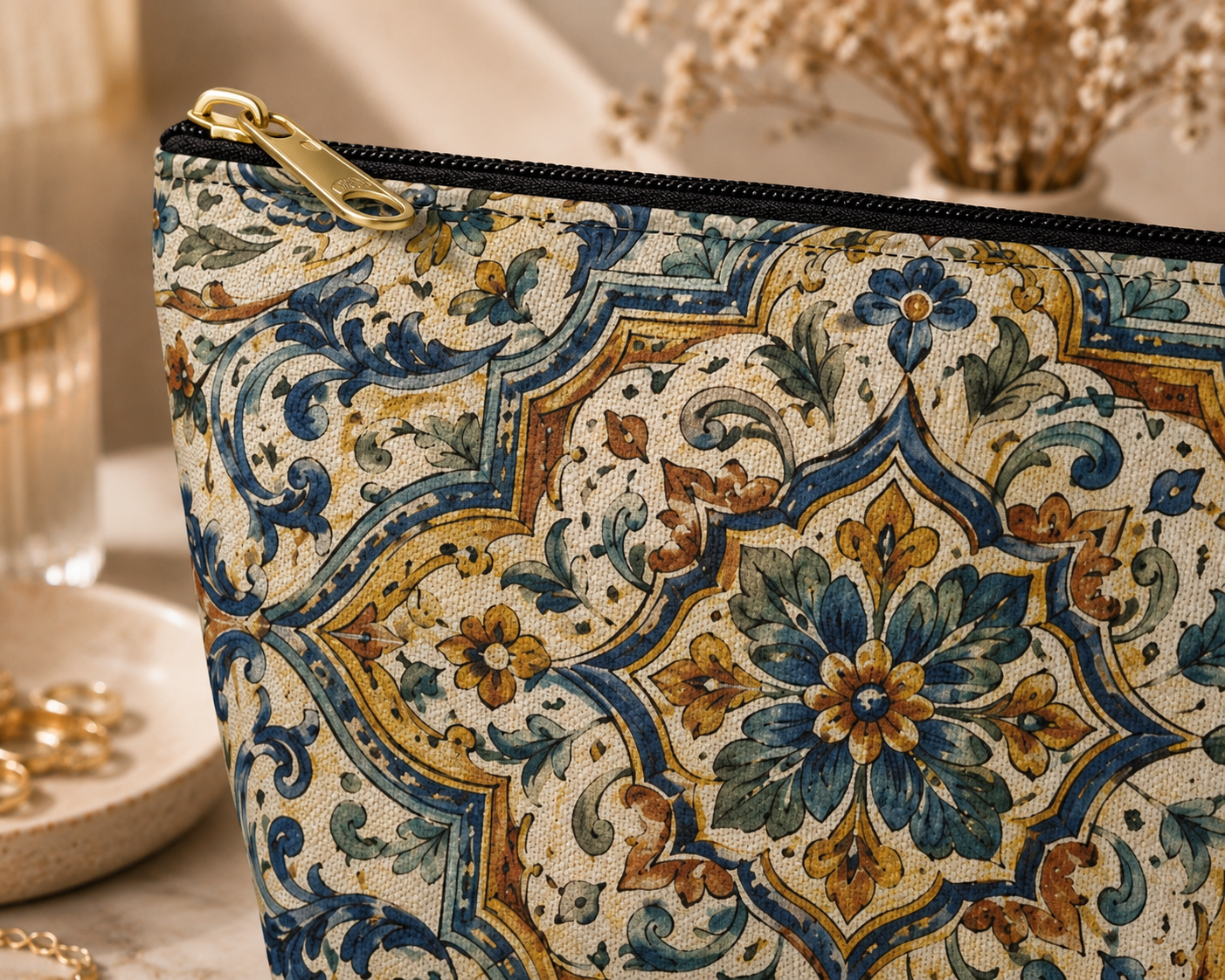 Moroccan Spanish T-Bottom Makeup Bag