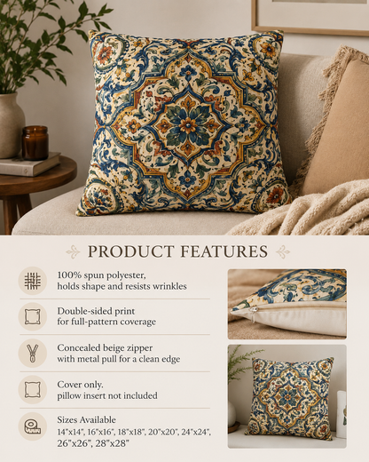 Moroccan Spanish Pillow Case Cover