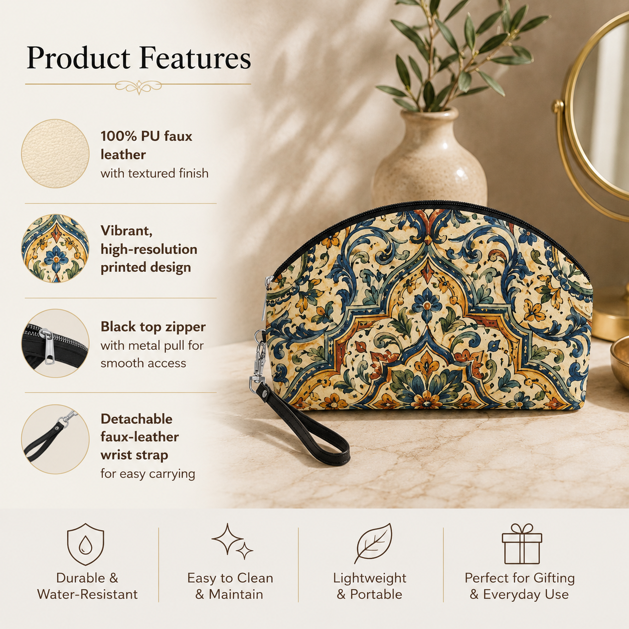 Moroccan Spanish Cosmetic Makeup Pouch