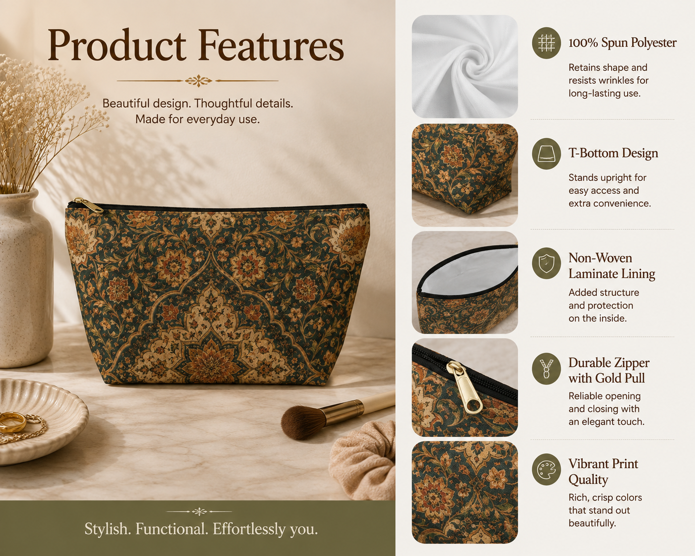 Ornate Moroccan Makeup Cosmetic Bag