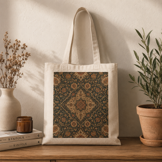 100% Cotton Ornate Moroccan Canvas Tote Bag