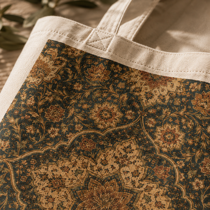 100% Cotton Ornate Moroccan Canvas Tote Bag