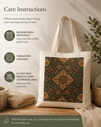 100% Cotton Ornate Moroccan Canvas Tote Bag