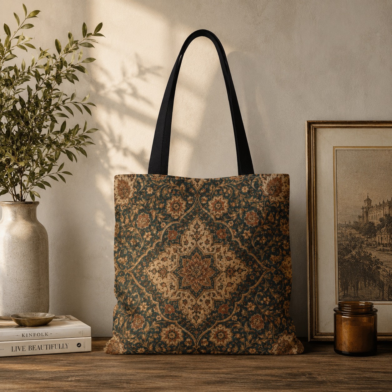 Ornate Moroccan Full Art Canvas Tote Bag
