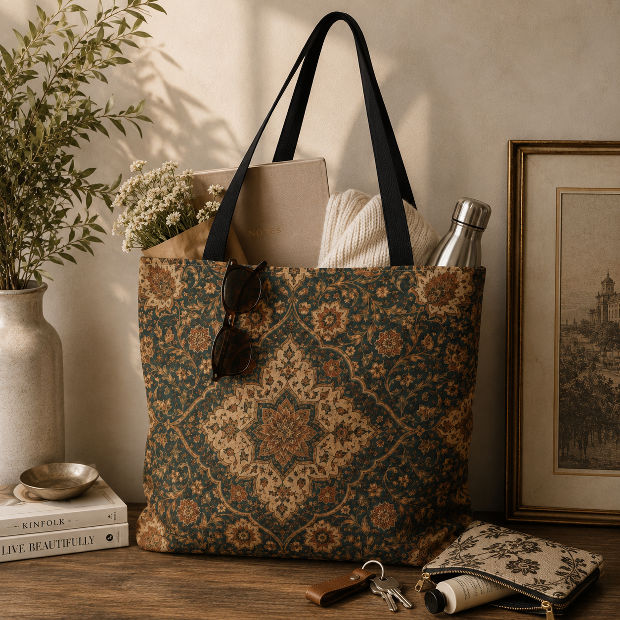 Ornate Moroccan Full Art Canvas Tote Bag