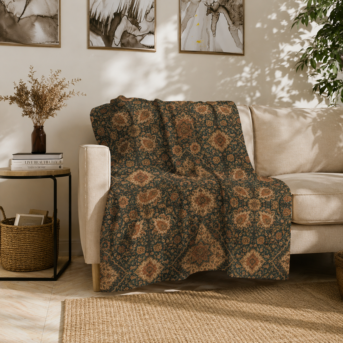 Ornate Moroccan Plush Microfiber Blanket