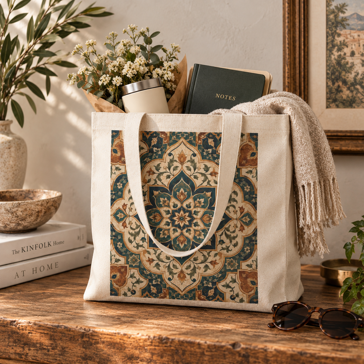 100% Cotton Elaborate Moroccan Canvas Tote Bag