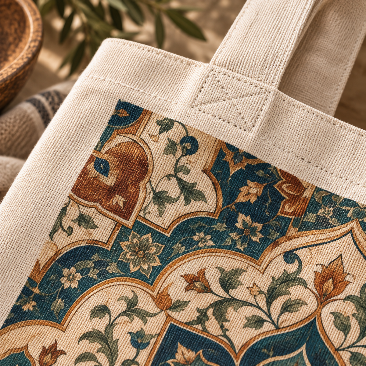 100% Cotton Elaborate Moroccan Canvas Tote Bag