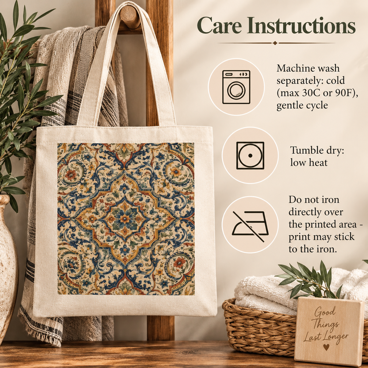 100% Cotton Exquisite Moroccan Canvas Tote Bag