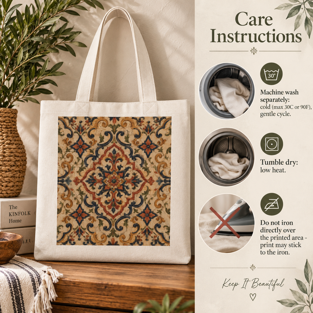100% Cotton Moroccan Canvas Tote Bag