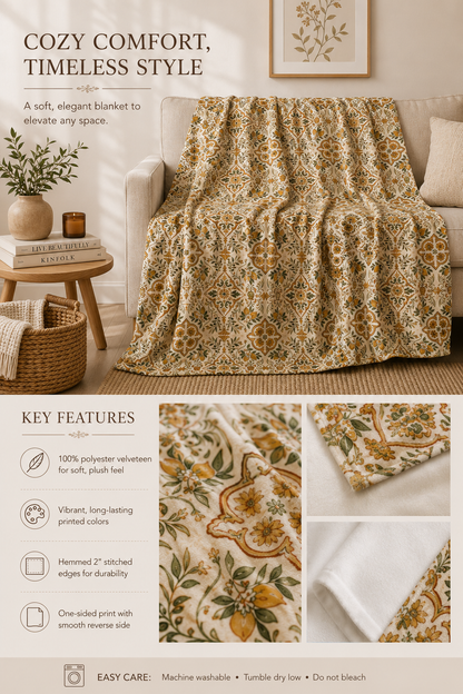 Mediterranean Moroccan Plush Microfiber Blanket