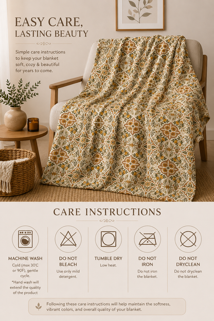 Mediterranean Moroccan Plush Microfiber Blanket