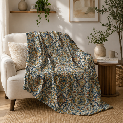 Spanish Moroccan Plush Microfiber Blanket