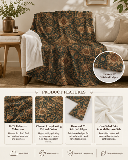 Ornate Moroccan Plush Microfiber Blanket
