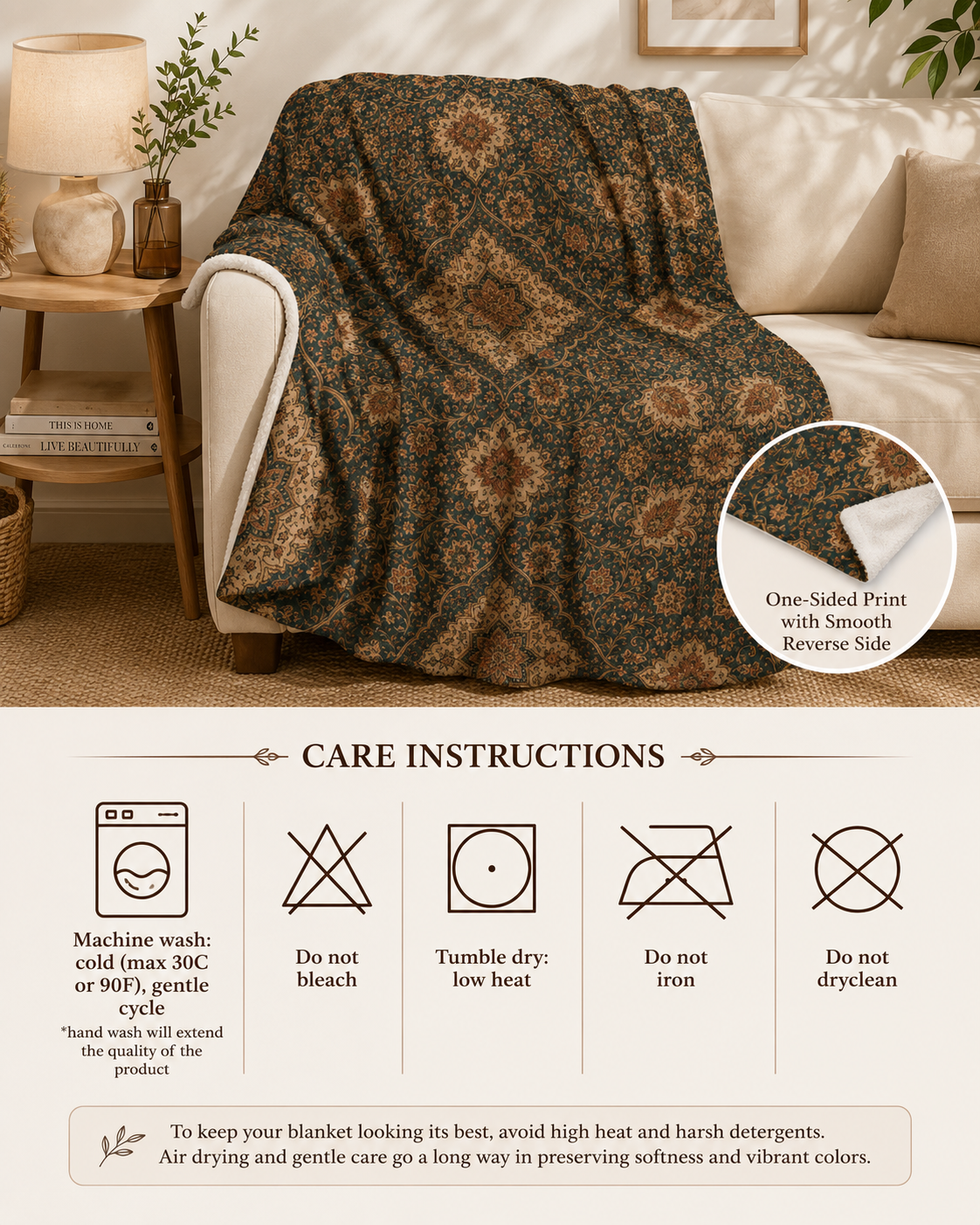 Ornate Moroccan Plush Microfiber Blanket
