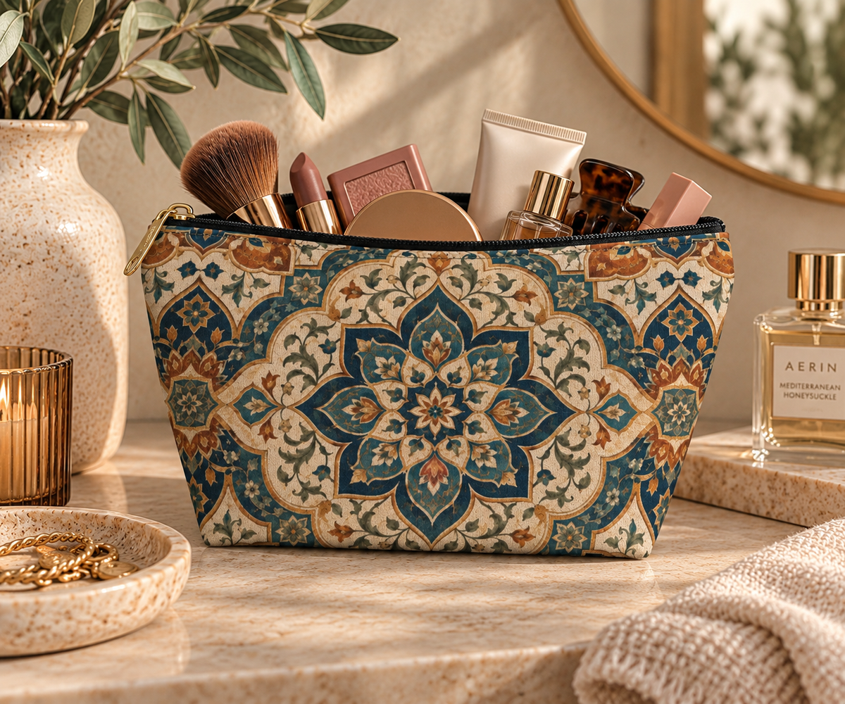 Elaborate Moroccan Mandala Makeup Bag