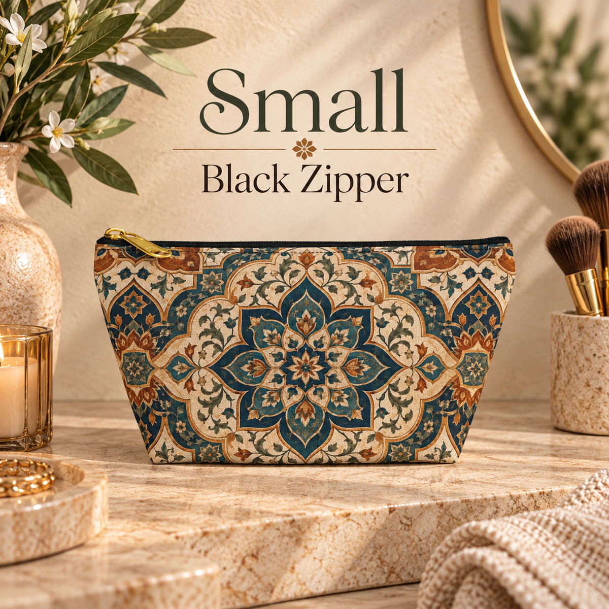 Elaborate Moroccan Mandala Makeup Bag