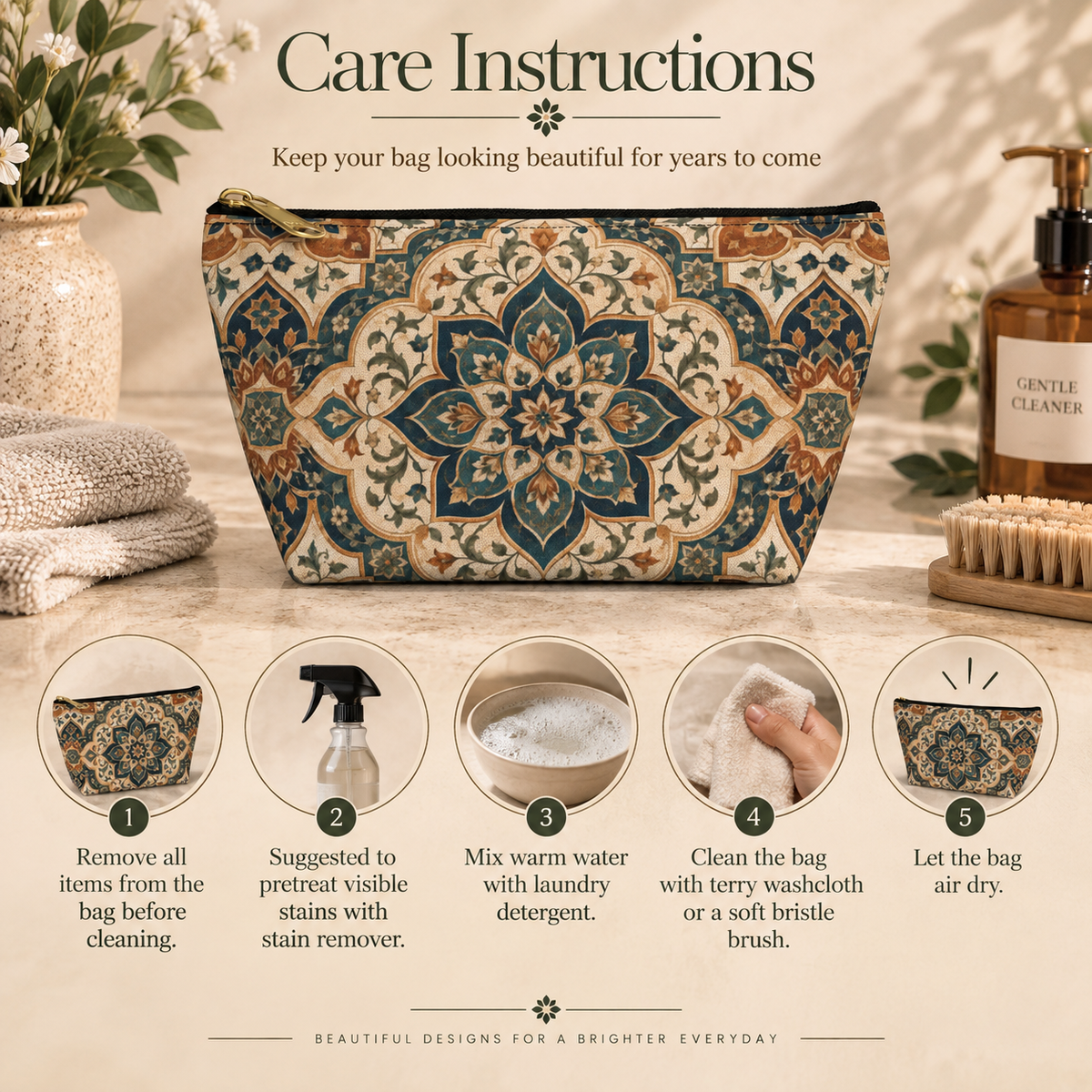 Elaborate Moroccan Mandala Makeup Bag