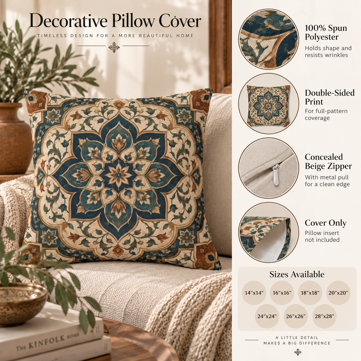 Elaborate Moroccan Throw Pillow Cover