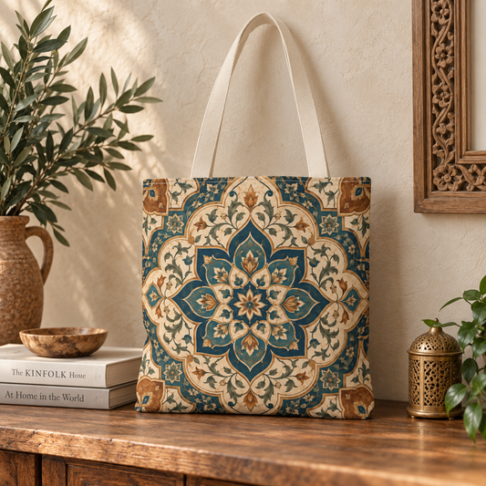 Full Art Elaborate Moroccan Canvas Tote Bag