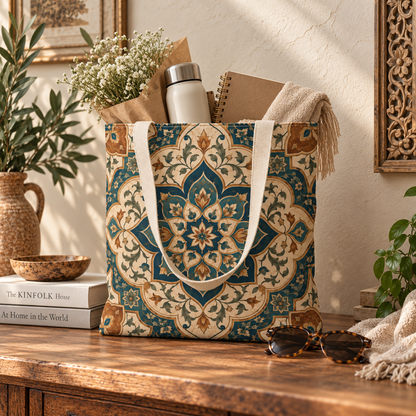 Full Art Elaborate Moroccan Canvas Tote Bag