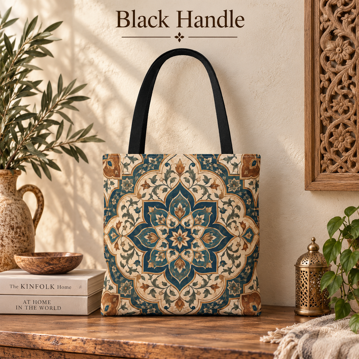 Full Art Elaborate Moroccan Canvas Tote Bag