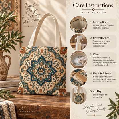 Full Art Elaborate Moroccan Canvas Tote Bag