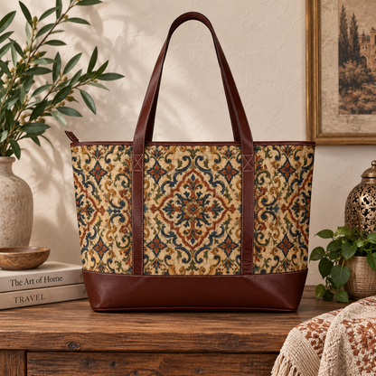Moroccan Ornate Traditional Leather Trim Handbag