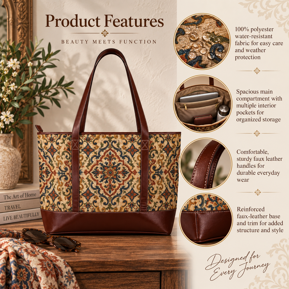 Moroccan Ornate Traditional Leather Trim Handbag