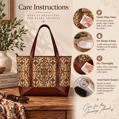 Moroccan Ornate Traditional Leather Trim Handbag