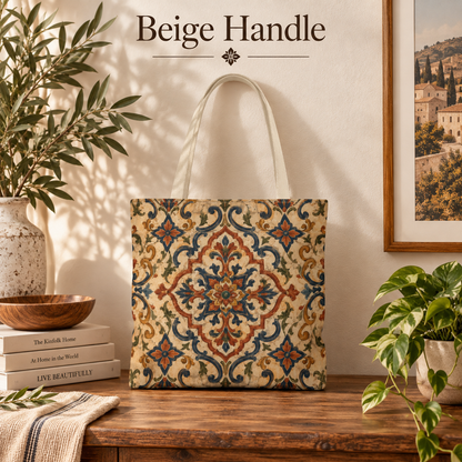 Full Art Moroccan Ornate Traditional Canvas Tote Bag