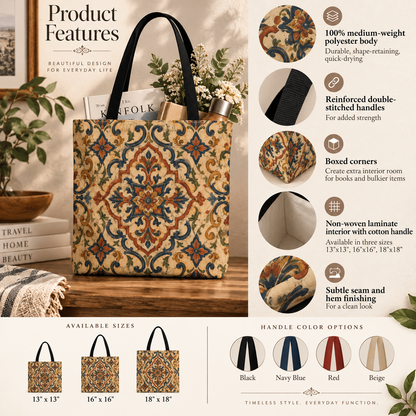 Full Art Moroccan Ornate Traditional Canvas Tote Bag