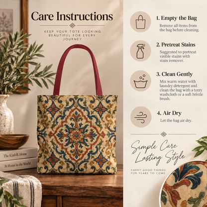 Full Art Moroccan Ornate Traditional Canvas Tote Bag