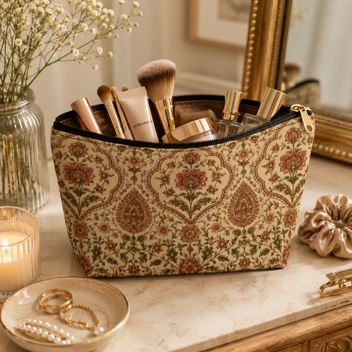 Moroccan Rose Traditional Elephant Makeup Bag
